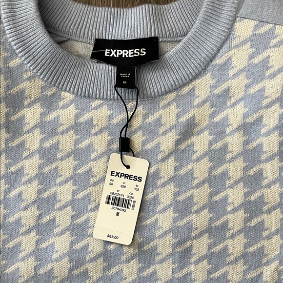 Express Light Blue and Cream Houndstooth Skirt Set - Picture 2 of 4